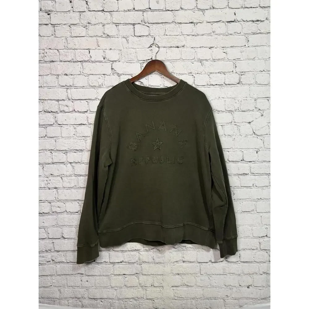 Banana Republic Olive Green Embroidered Sweatshirt‎ XL